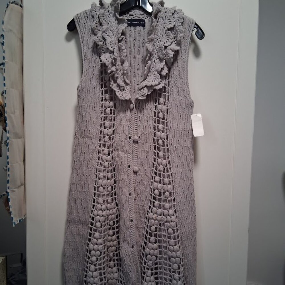 A. Jacobi Knit & Crochet Long Sweater Vest NWT Sz L